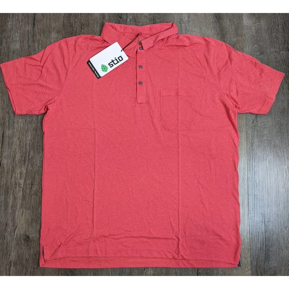 NWT Stio Dri Release Cotton Polo T Shirt XL Men's Red Pink Short Sleeve